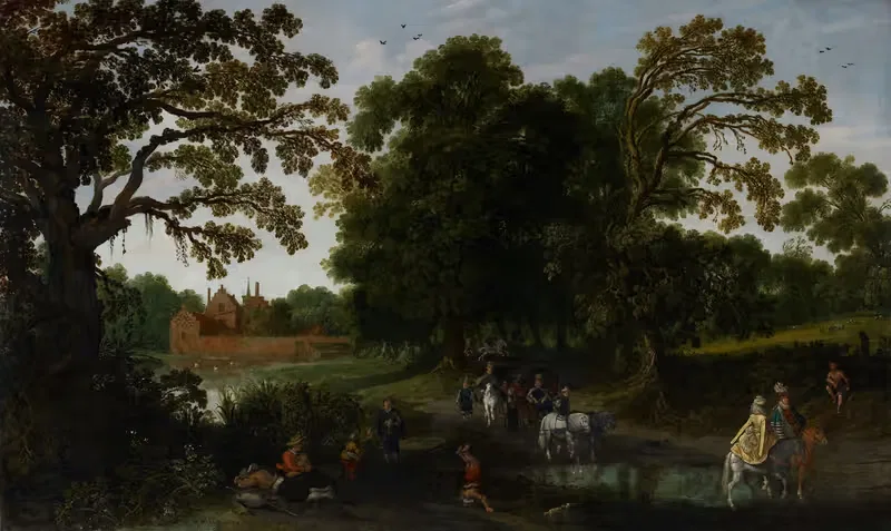 Дворянская процессия перед замком Абстполь by Эсайас ван де Вельде, 1619 — digital art print download
