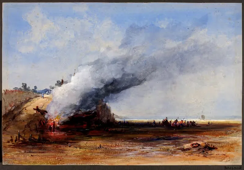 Burning of an Old Boat — Francis Danby