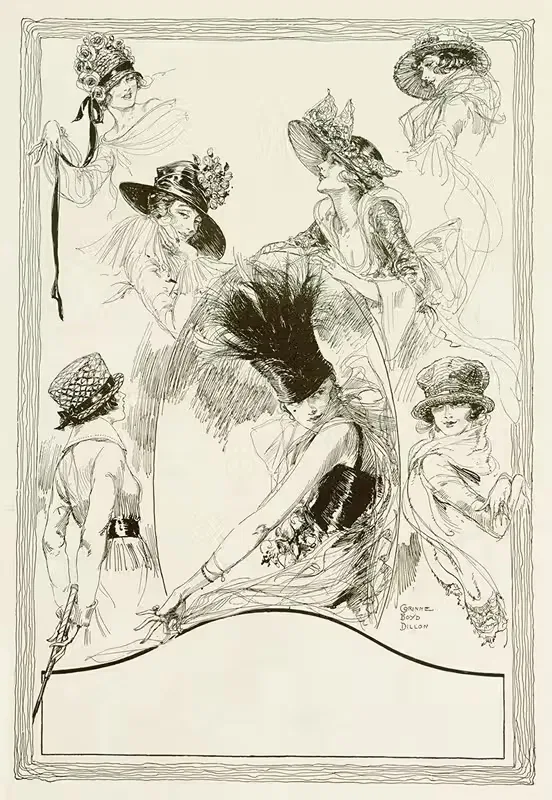 Hats with a hall-mark by Corinne Boyd Dillon, 1919 — digital art print download