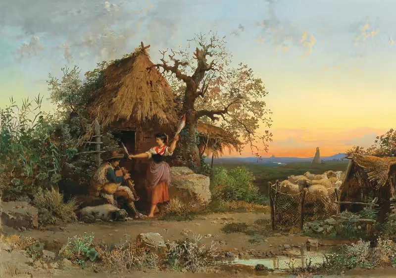 Пастушонок с волынкой на фоне Рима by Герман Давид Саломон Корроди, 1869 — digital art print download