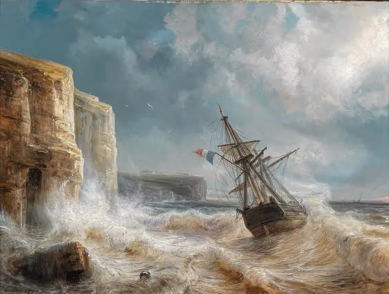 Бурное море у известнякового побережья by Теодор Гюдин, 1865 — digital art print download