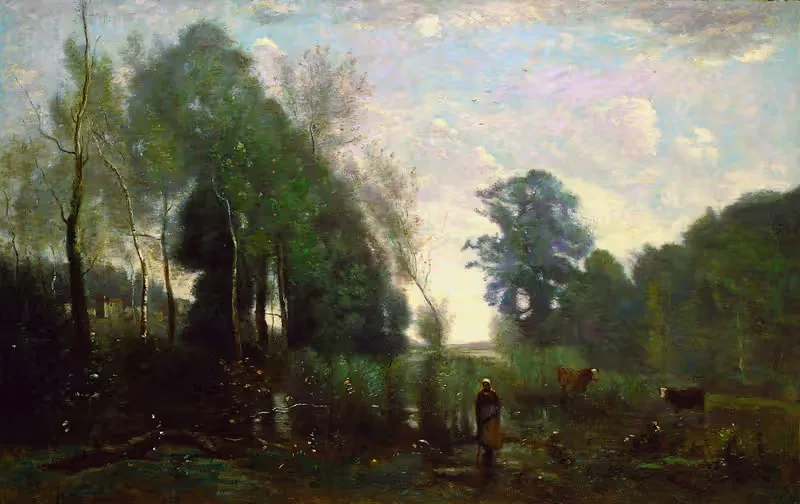 Туманный утро by Жан-Батист-Камиль Коро, c. 1865 — digital art print download