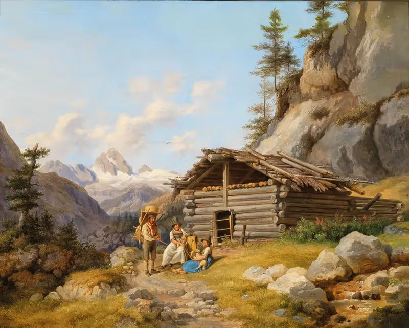 On the Alpine Pastures by Johann Philipp Heinel, 1837 — digital art print download