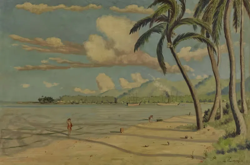 Beach at Apia, Samoa by Louis Michel Eilshemius, 1905 — digital art print download