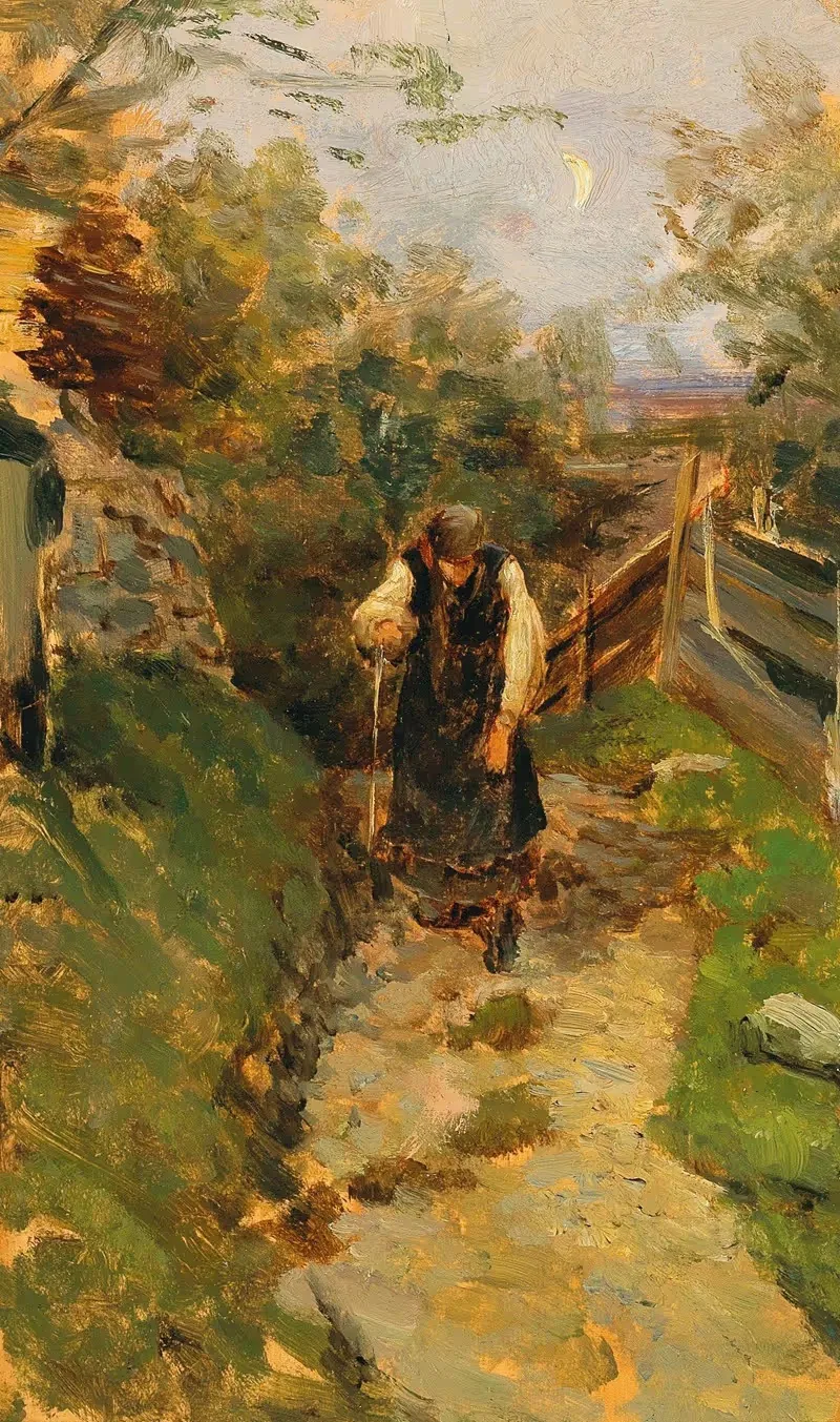 Study of a peasant woman returning home — Olga Wisinger-Florian