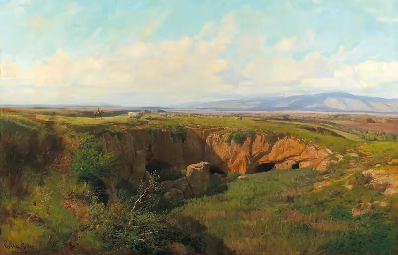 Пейзаж Римской Кампании с пастухом by Пьетро Сасси, 1882 — digital art print download
