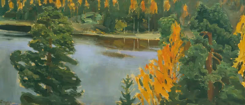Вид на озеро осенью by Аксели Галлен-Каллела, 1905 — digital art print download