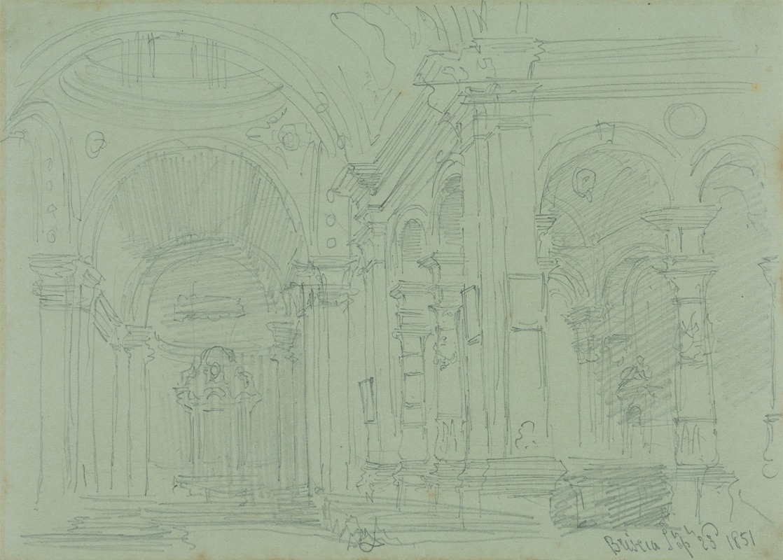 The Duomo at Brescia, Interior by Дэвид Робертс, 1851 — digital art print download