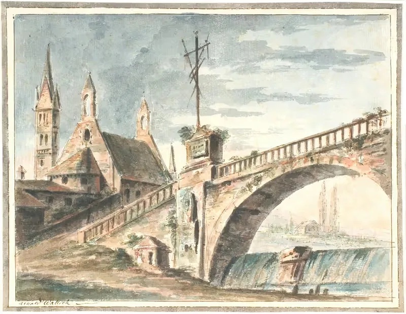 Kirke Og Bro by Aron Wallick, 1778 - 1845 — digital art print download