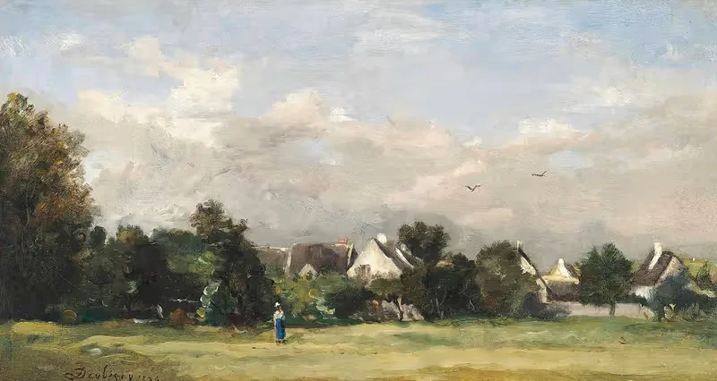 Paysanne Près D'un Village — Charles François Daubigny