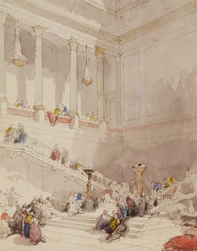 Figures on the staircase of a palace by Эжен Лами — digital art print download