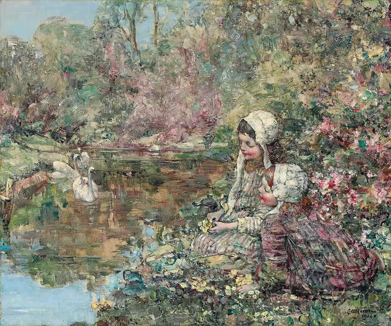 Озерные леса by Эдвард Аткинсон Хорнел, 1914 — digital art print download