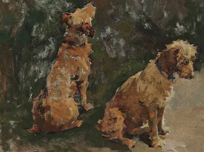 Two Terriers; Study For 'the Half Holiday' by Элизабета Адела Форбс — digital art print download
