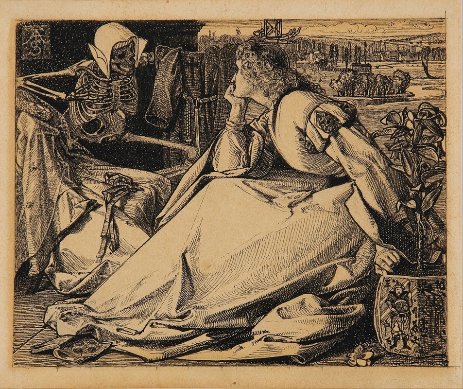 Until her death – preparatory drawing for 'Good Words' by Фредерик Сэндис, 1862 — digital art print download