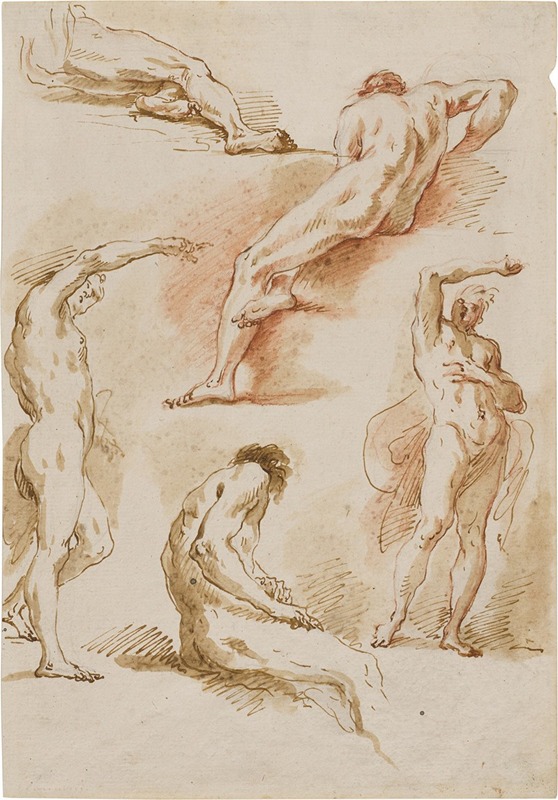 Study of Five Male Nude — Gaspare Diziani