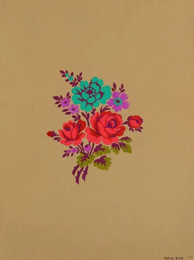 Polychrome floral group I by Herman A. Elsberg, 1915 — digital art print download