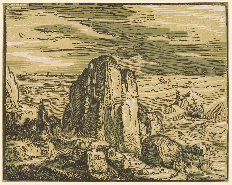 Скала на морском побережье by Генрик Гольциус, 1597-1600 — digital art print download