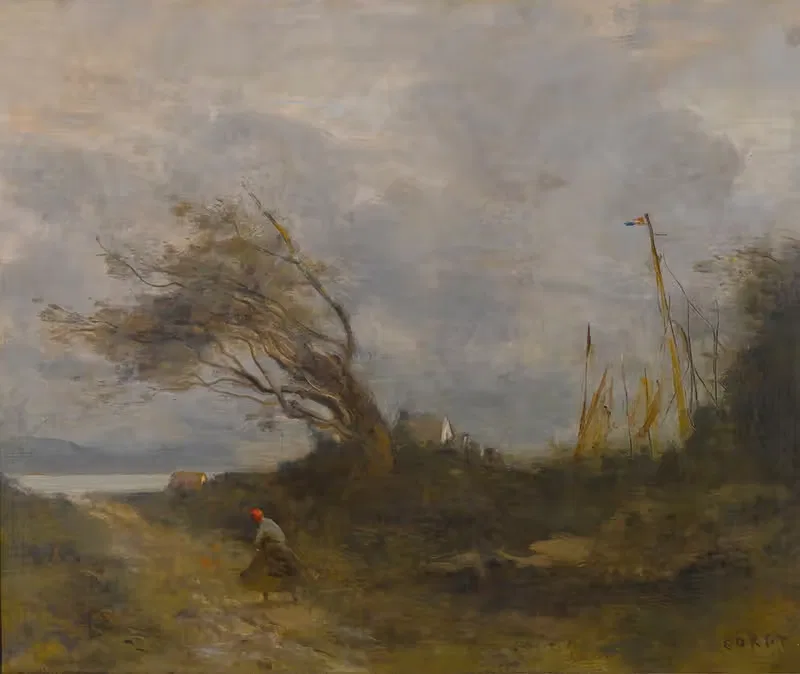 Un Coup De Vent Au Bord De La Mer — Jean-Baptiste-Camille Corot