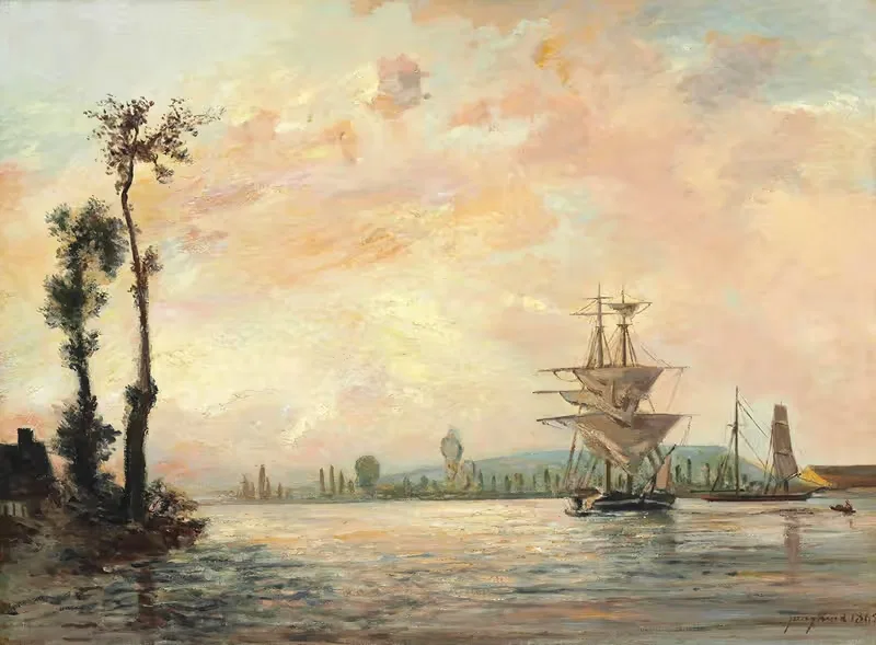 Сена рядом с Руаном by Иоганн Бартольд Йонгкинд, 1865 — digital art print download