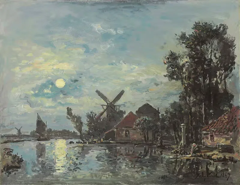 Effet De Lune Sur L'estuaire, Hollande — Johan Barthold Jongkind