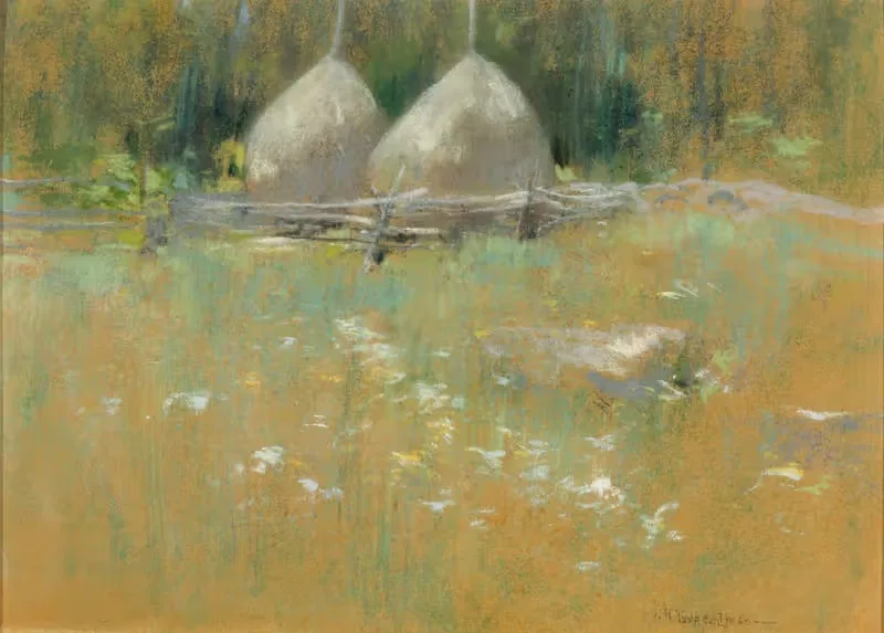 Haystacks At Edge Of Woods — John Henry Twachtman