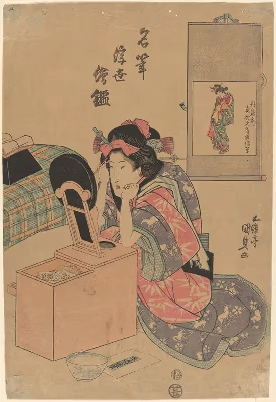 Woman Seated before a Make-Up Mirror — Utagawa Kunisada (Toyokuni III)