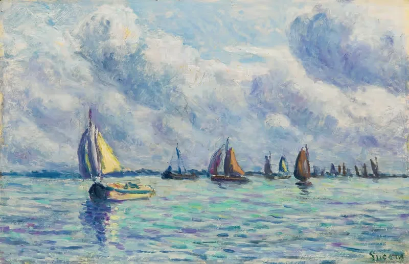 Лодки на Маасе в Роттердаме by Максимильен Люс, 1909 — digital art print download