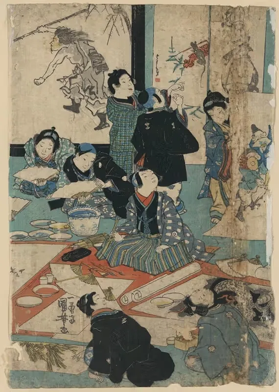 E o narau kodomo tachi by Utagawa Kuniyoshi, 1830 — digital art print download