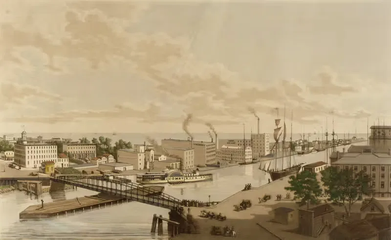 Мост на Раш-стрит, Чикаго by Р. Варин, 1861 — digital art print download