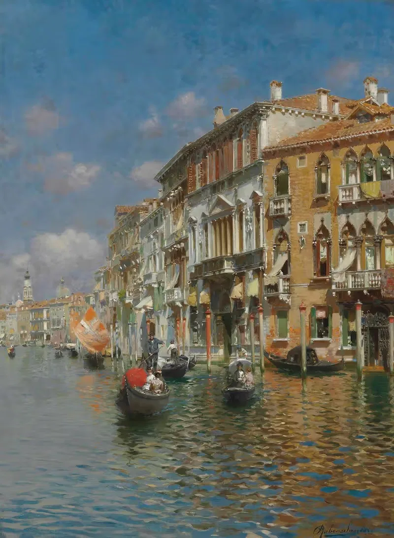 Gondolas On The Grand Canal, Venice — Rubens Santoro