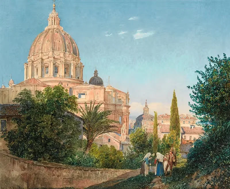 St Peter's From The Vatican Garden — Rudolf von Alt