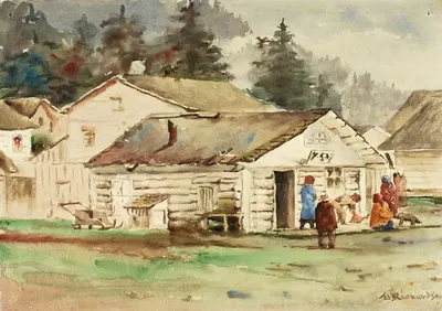 The Three Crows Market, Sitka, 1889 by Theodore J. Richardson, 1889 — digital art print download