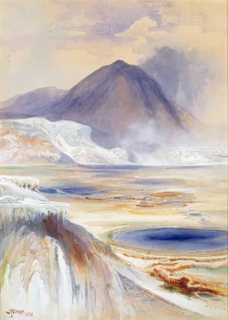 Мамонтовые горячие источники, Йеллоустоун by Томас Моран, 1872 — digital art print download