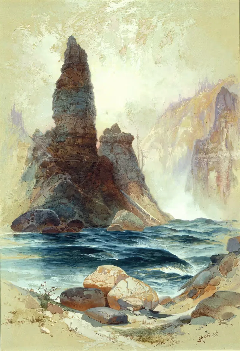 Above Tower Falls, Yellowstone by Thomas Moran, 1872 — digital art print download