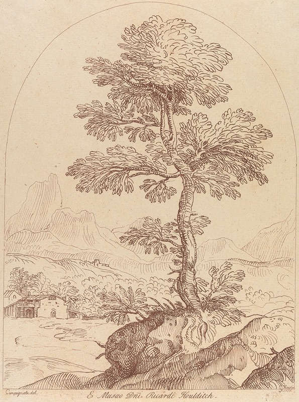 Pastoral scene with tree by Джордж Кнаптон, 1740 — digital art print download