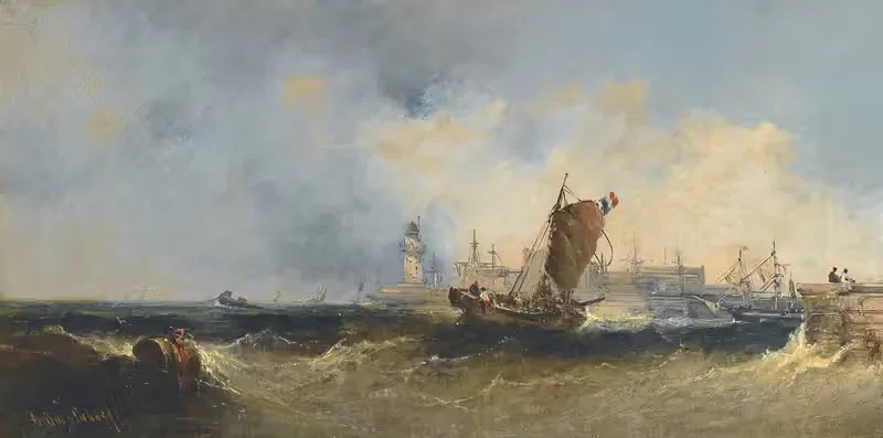 Port In Normandy by Alexey Petrovich Bogolyubov — digital art print download