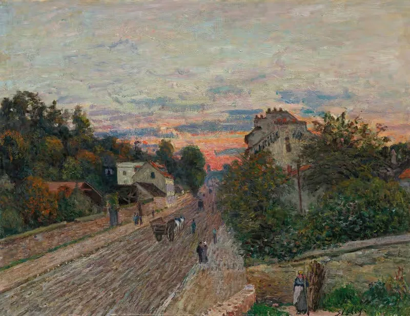 Coucher De Soleil, La Route De Versailles À Chavilles — Alfred Sisley
