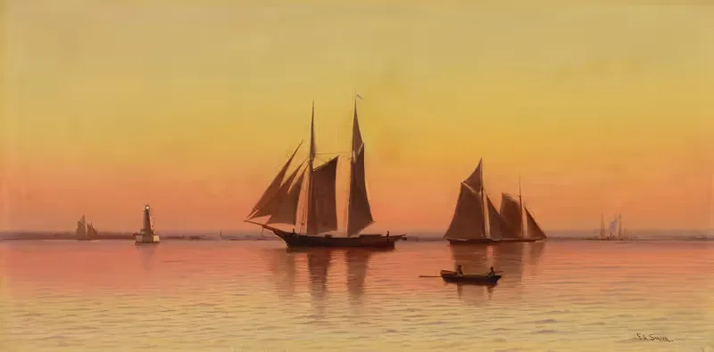 Sailboats At Sunset by Francis Augustus Silva — digital art print download