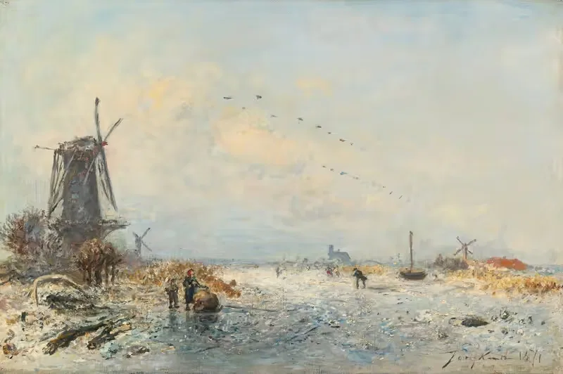 Зимняя сцена в Голландии by Иоганн Бартольд Йонгкинд, 1871 — digital art print download