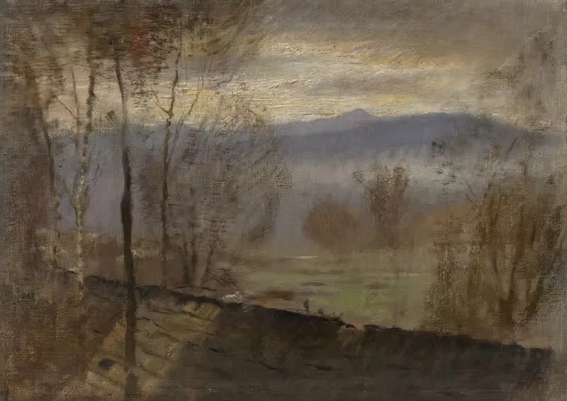 Пейзаж раннего вечера с рекой by Ладислав Меднянски, 1890 — digital art print download