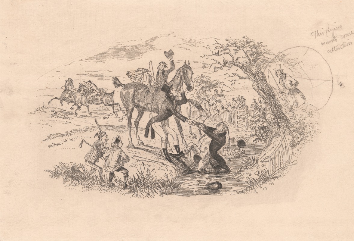 Mr. Jorrocks rescued from a ditch by Хаблот Найт Браун, 1838 — digital art print download
