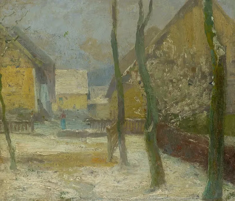 Artist's Courtyard in Slanec in Winter — Ľudovít Čordák