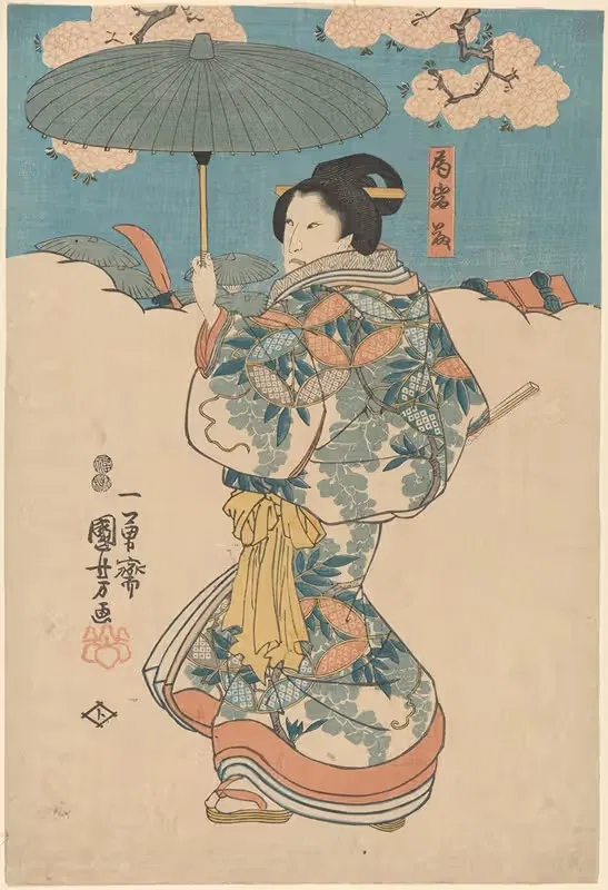 Woman with Green Umbrella — Utagawa Kuniyoshi