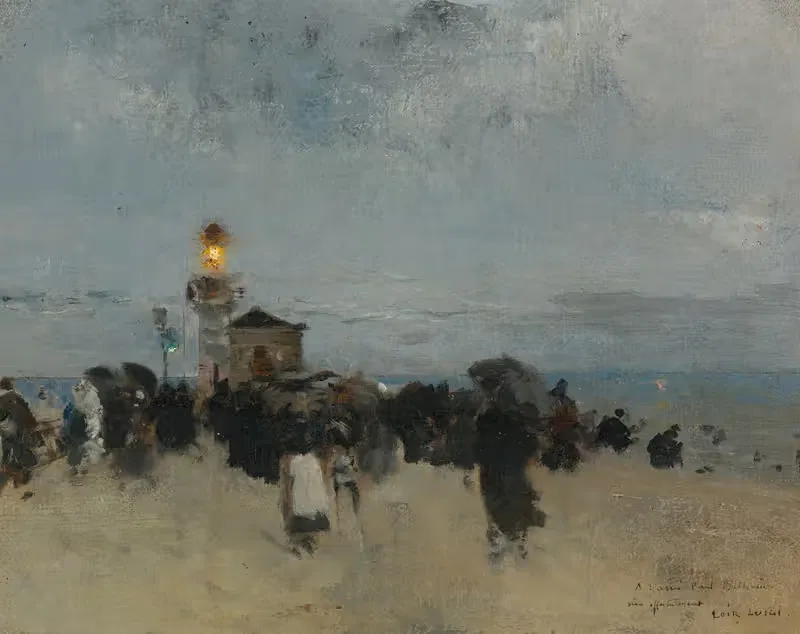 Figures Near A Lighthouse by Luigi Loir — digital art print download