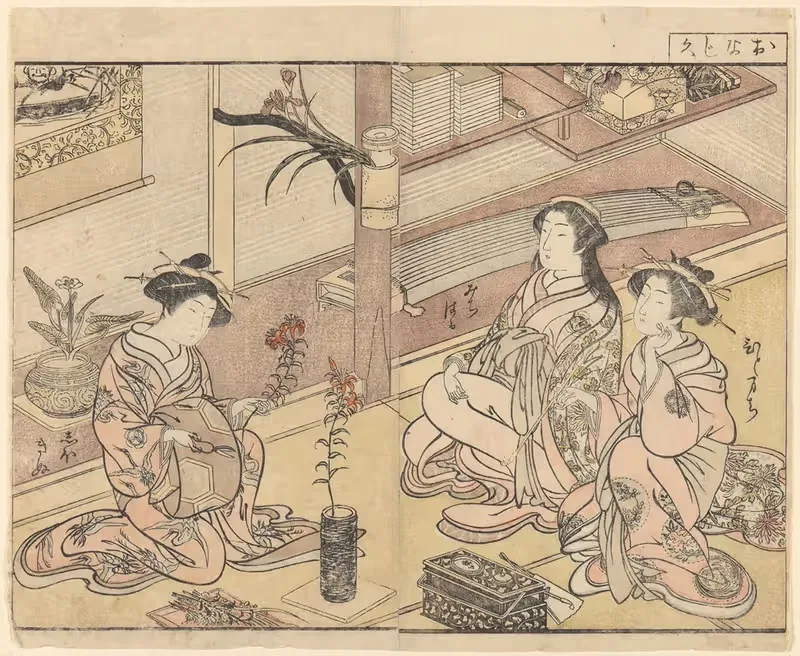 Courtesans Arranging Flowers by Kitao Shigemasa — digital art print download