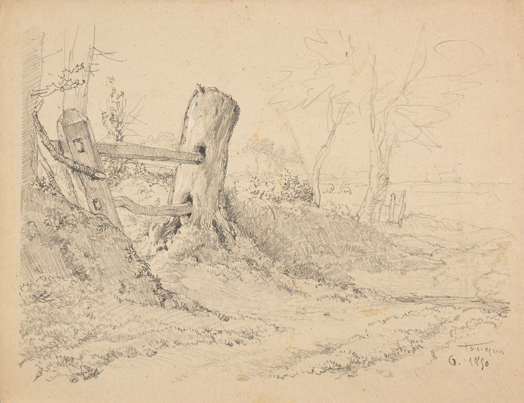 Barrière et chemin creux by Жак-Раймон Брассас, 1850 — digital art print download