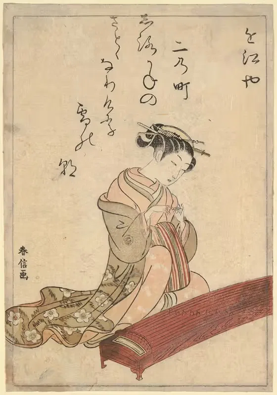 Куртизанка, играющая на кото by Сузуки Харунобу, 1767 — digital art print download