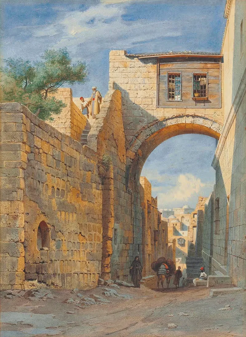 Уличная сцена в Иерусалиме by Карл Фридрих Генрих Вернер, 1863 — digital art print download