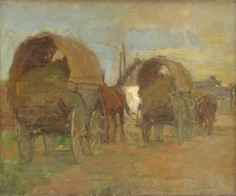Gypsy Caravans by Elemír Halász-Hradil, 1918 — digital art print download