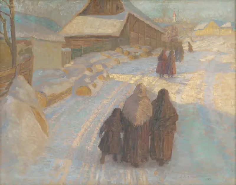 Зима в деревне by Элемир Халяш-Градила, 1909 — digital art print download